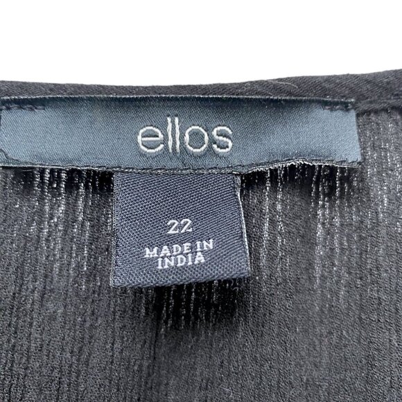 ELLOS Boho Top Plus Size 1X Black Cotton Crinkle Gauze Peasant Tunic - Picture 3 of 10